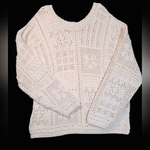 Helium Vintage Oversized Sweater Cream And Gold 100% Cotton Size Small